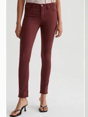 AG Adriano Goldschmied Prima Jeans Mid Rise Cigarette Leg Dark Hibiscus NWT 30